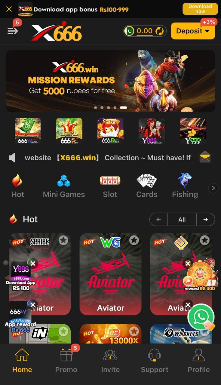 x666 game app home lobby preview